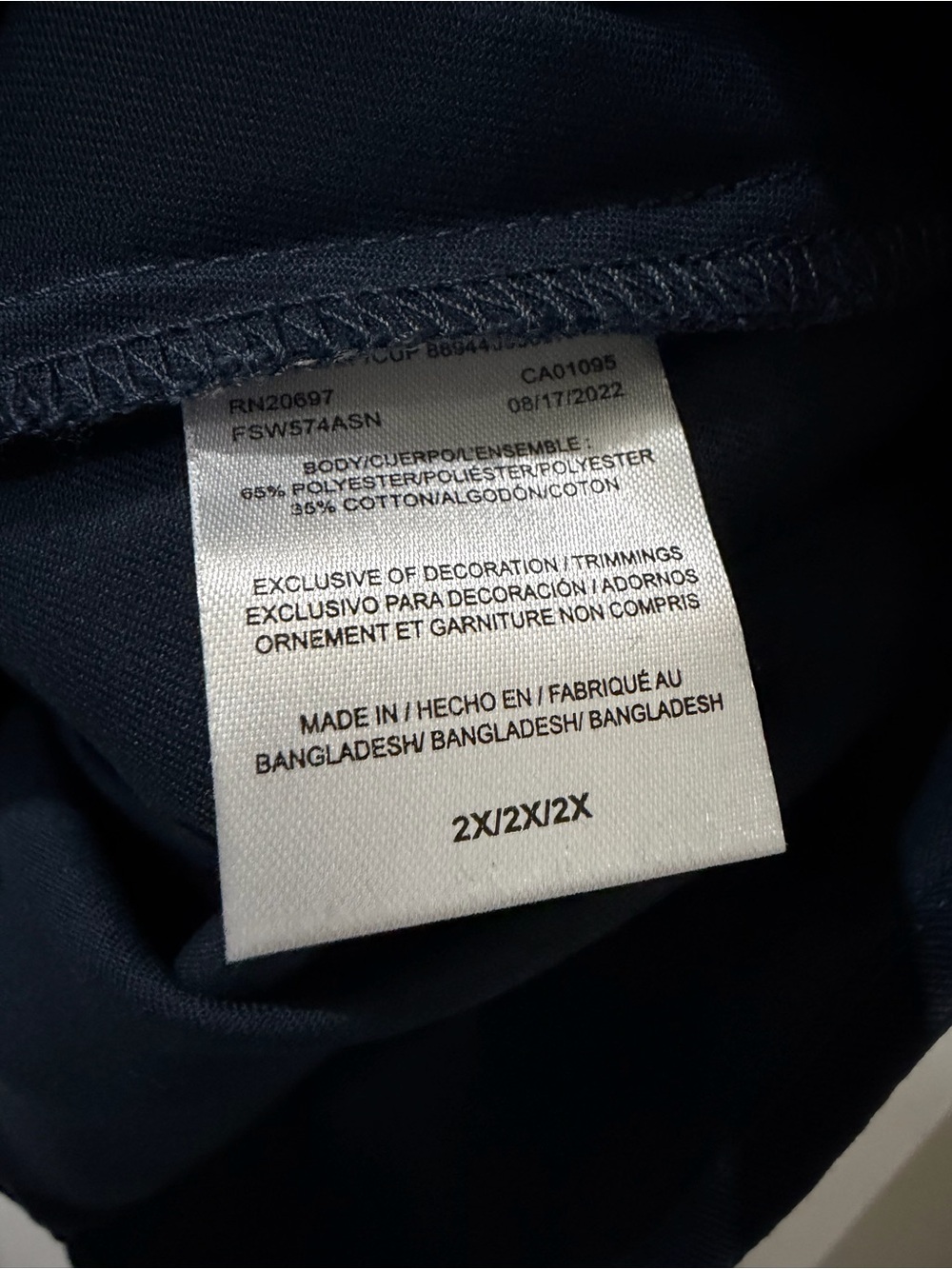 NWT Dickies 2X Navy Short-Sleeve Button-Up 574 Work Shirt - Picture 5 of 7
